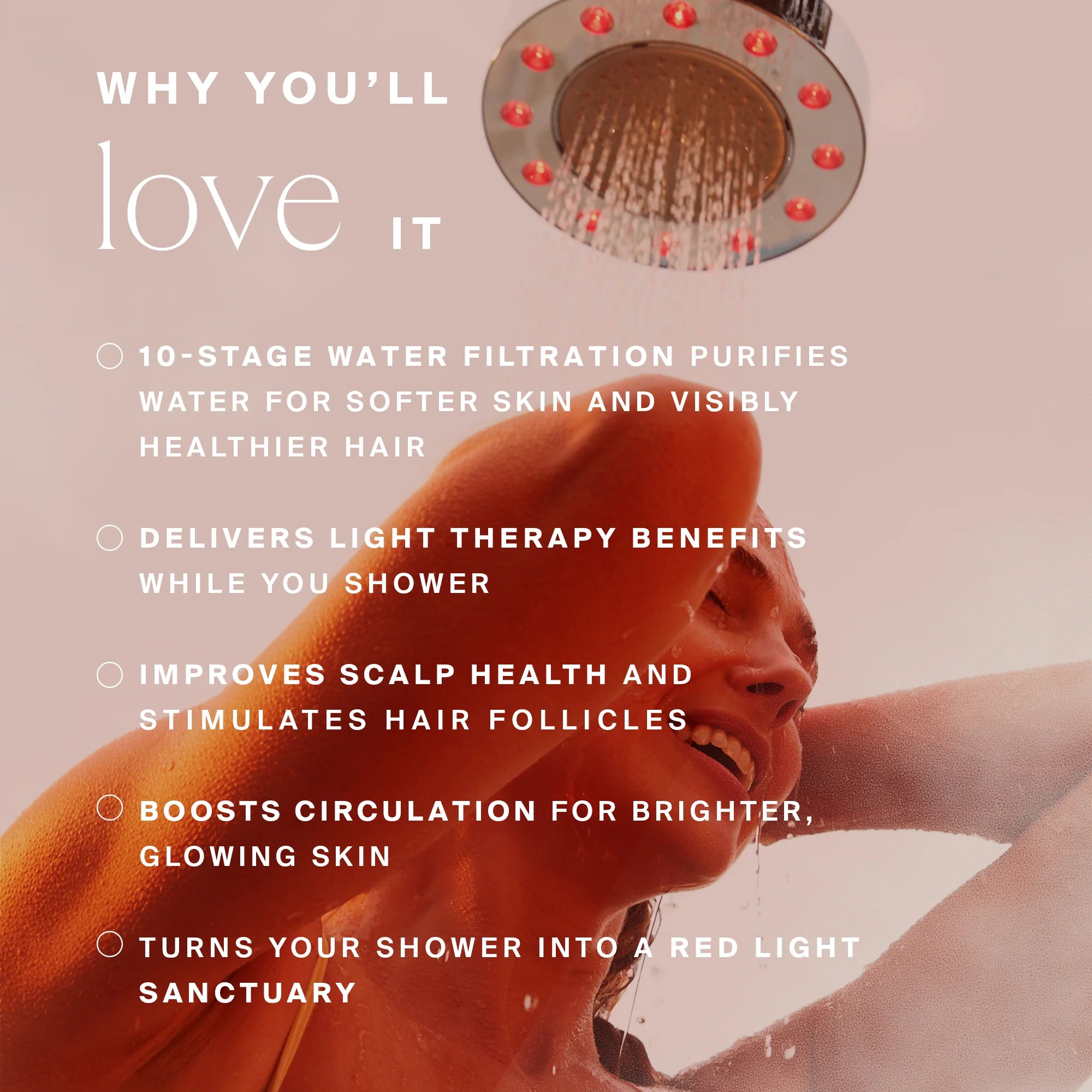 HigherDOSE Red Light Showerhead with Filter
